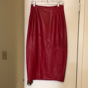 Butter Italian leather midi skirt